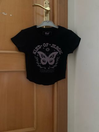 Crop top mujer Polinesia negro - Talla XS