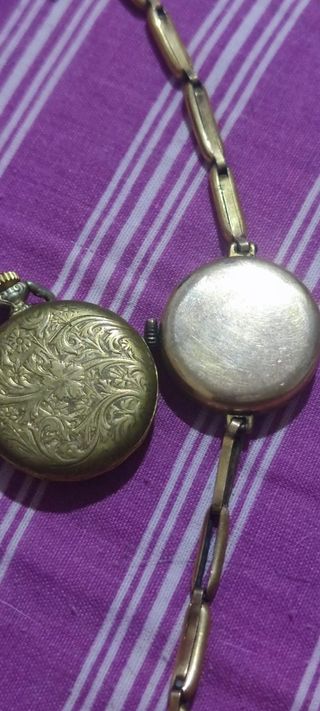 2 relojes mujer vintage dorados funcionan