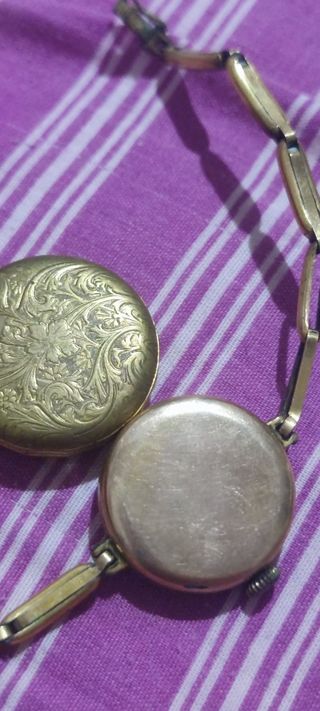 2 relojes mujer vintage dorados funcionan