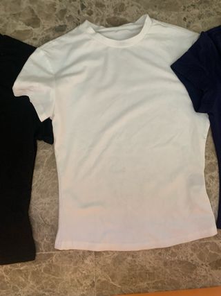 3 tops XS - Blanco, negro, azul