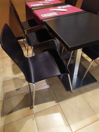 33Sillas bar  - madera y metal y 20 mesas de 60x60