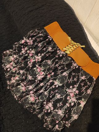 Falda negra estampada - Talla única