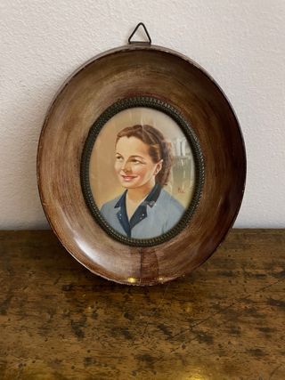 Quadro ritrattoin miniatura vintage dipinto a mano