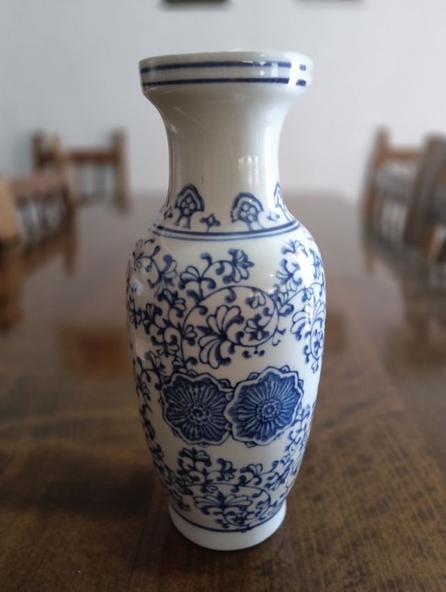 Jarrón porcelana china azul y blanco