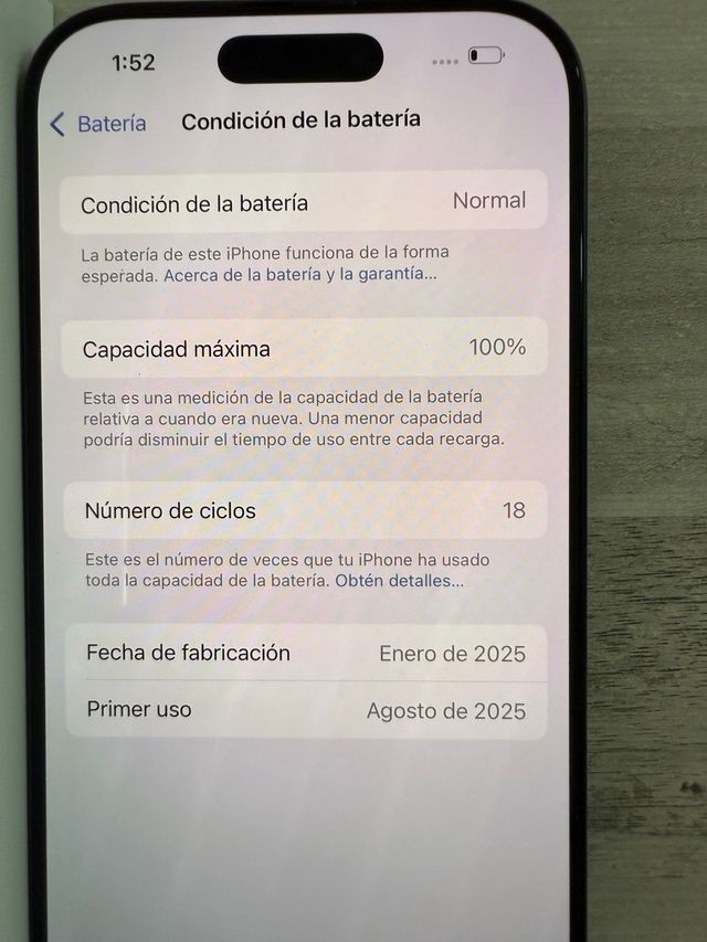 iPhone 16 pro 128gb 16/8/2025 18 ciclos factura 