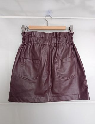 Mini Falda Cuero marrón Zara