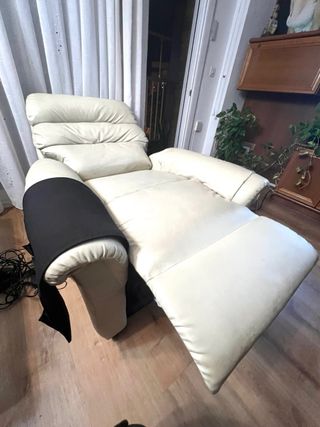 Sillón relax beige piel 