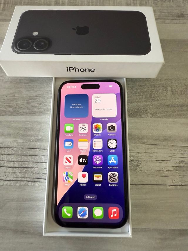 iPhone 16 Negro 128GB 20/8/2025 0 ciclos factura