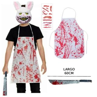 Disfraz Conejo Sangriento Terror Unisex Kit 4 pcs