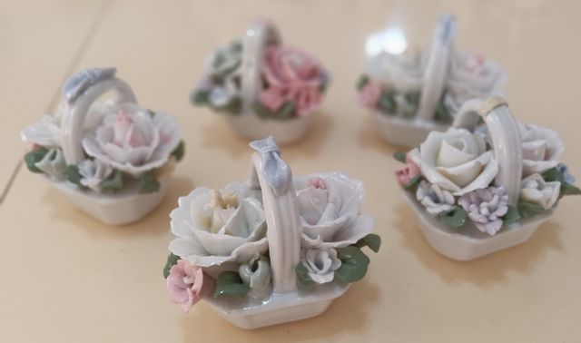 5 Cestas Flores Porcelana antiguas