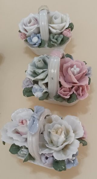 5 Cestas Flores Porcelana antiguas