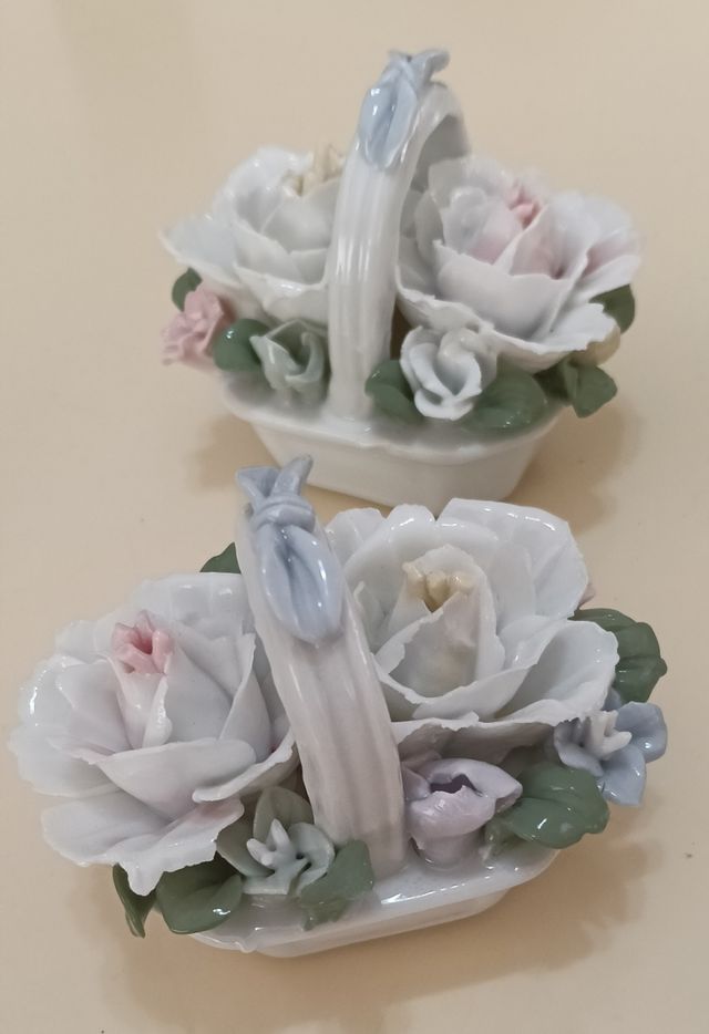 5 Cestas Flores Porcelana antiguas