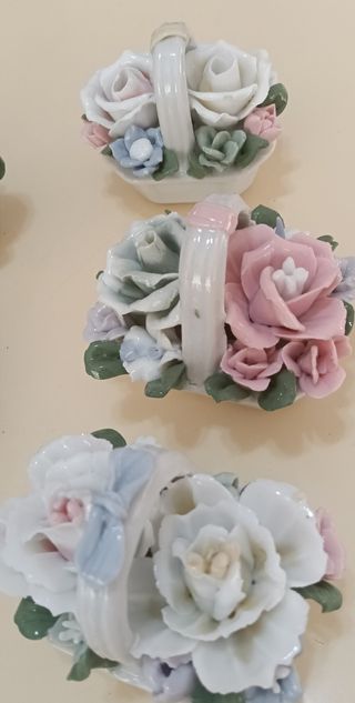 5 Cestas Flores Porcelana antiguas