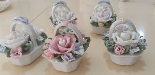5 Cestas Flores Porcelana antiguas