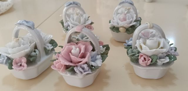5 Cestas Flores Porcelana antiguas