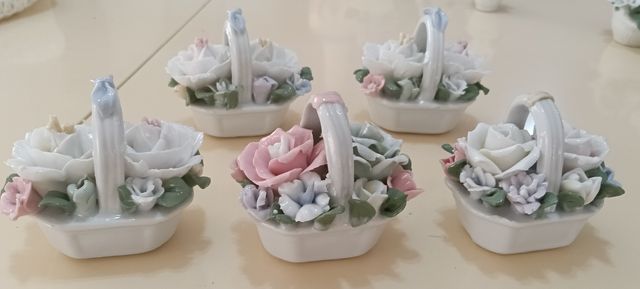 5 Cestas Flores Porcelana antiguas