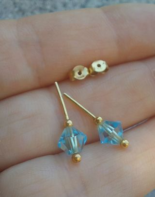 Orecchini oro giallo 750 - cristalli azzurri