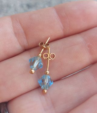 Orecchini oro giallo 750 - cristalli azzurri