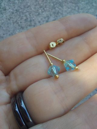 Orecchini oro giallo 750 - cristalli azzurri