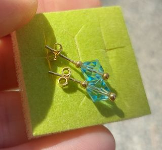 Orecchini oro giallo 750 - cristalli azzurri