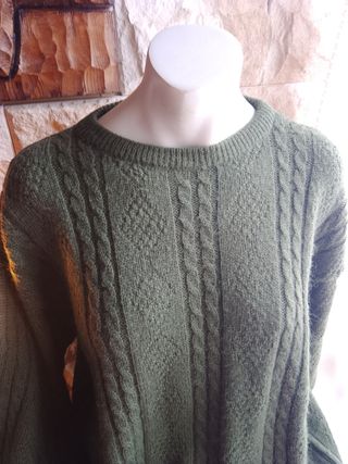 Suéter de lana verde oliva talla  4 XL-5XL 