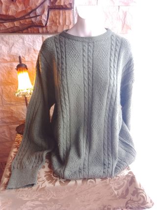 Suéter de lana verde oliva talla  4 XL-5XL 