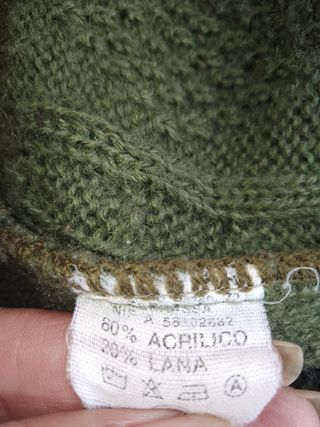 Suéter de lana verde oliva talla  4 XL-5XL 