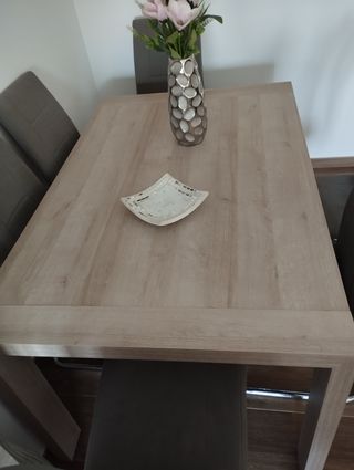 Mesa Comedor + 6 Sillas Grises