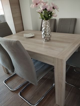 Mesa Comedor + 6 Sillas Grises