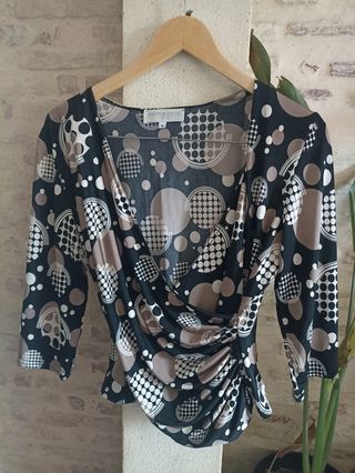 Blusa Joachim Bosse M - Negra y marrón