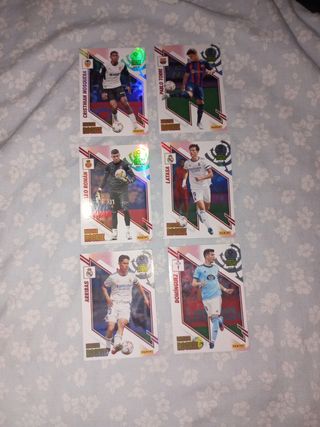 6 cartas panini fútbol rookie