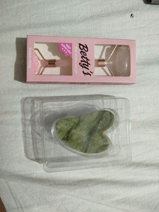 Rodillo de cuarzo rosa & Gua sha