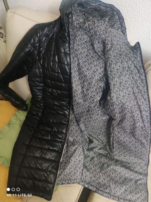 Abrigo Cortefiel reversible negro-gris