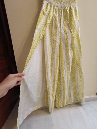 Mono largo estampado blanco y amarillo - Talla M