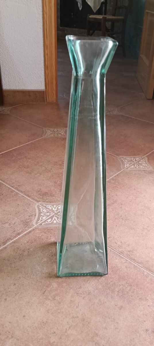 Jarrón cristal verde transparente