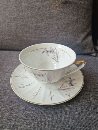 Juego 6 Tazas Desayuno Porcelana Sajonia Vintage