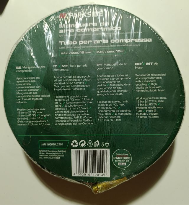 Manguera aire comprimido Parkside 10m