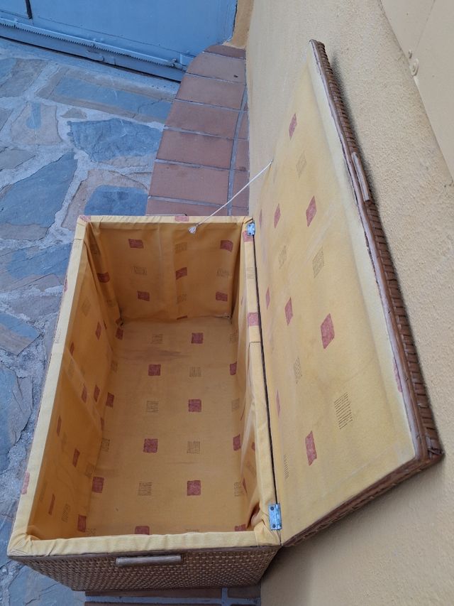Baúl Antiguo Madera y Ratan