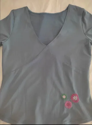 Blusa azul manga 3/4