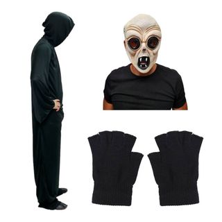 Disfraz Alien Adulto: Capa, Máscara Látex, Guantes