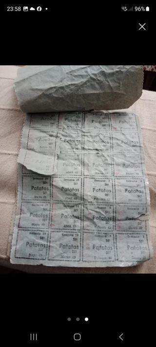 Cartilla racionamiento Guerra Civil Española