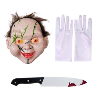 Máscara Chucky, cuchillo & guantes Adulto Unisex