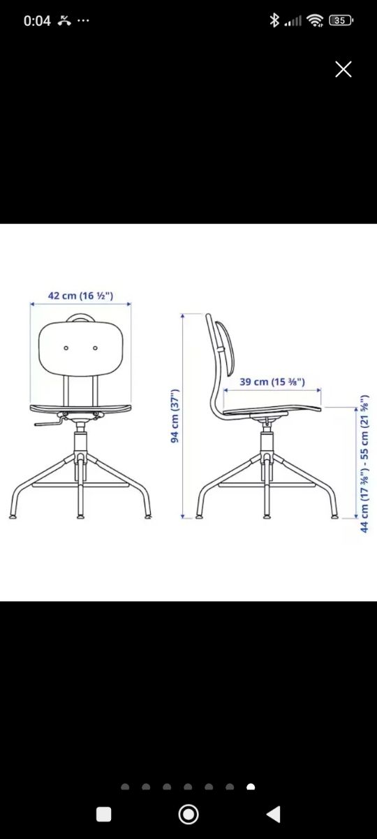 Silla giratoria elevable Ikea KULLABERG negra