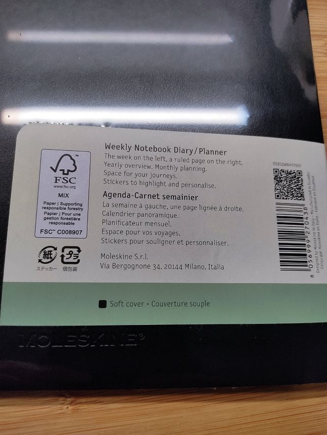 Agenda Moleskine 2025 - Semanal