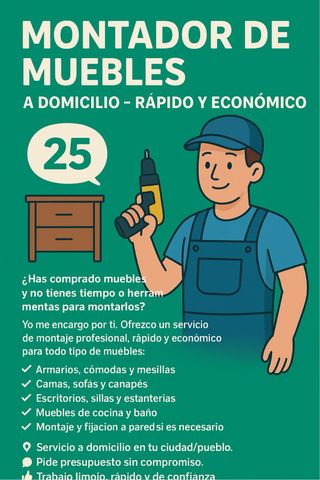Montador muebles a domicilio – Rápido y económico