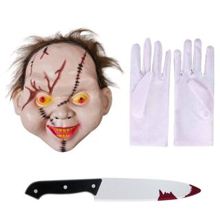 Máscara Chucky, Cuchillo & Guantes Disfraz Adulto