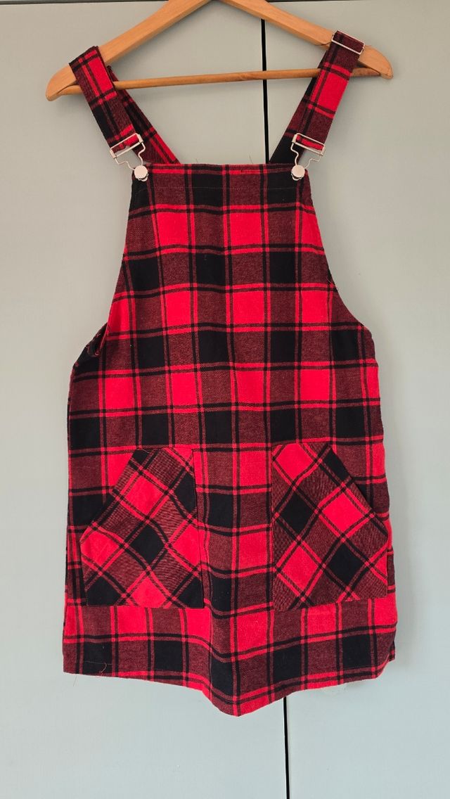 Vestido peto tirantes cuadros rojo