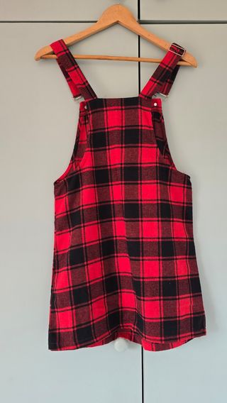 Vestido peto tirantes cuadros rojo 