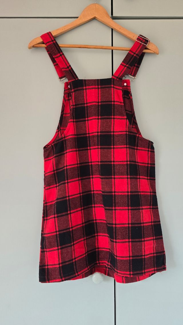 Vestido peto tirantes cuadros rojo