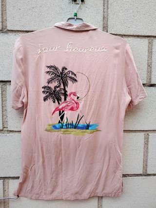 Camisa M Zara Man rosa flamingo. 